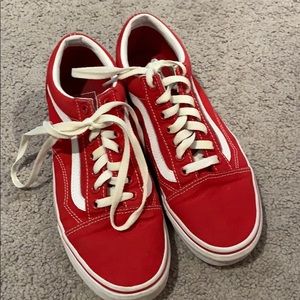 red lace up vans